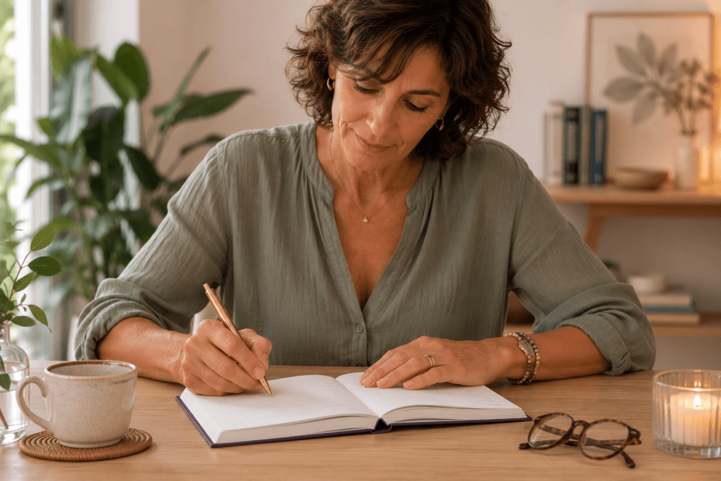 Mujer escribiendo un diario